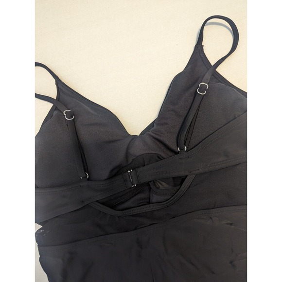 Black Mesh Wrap Front Cutout One Piece Swimsuit size Large - Picture 15 of 15